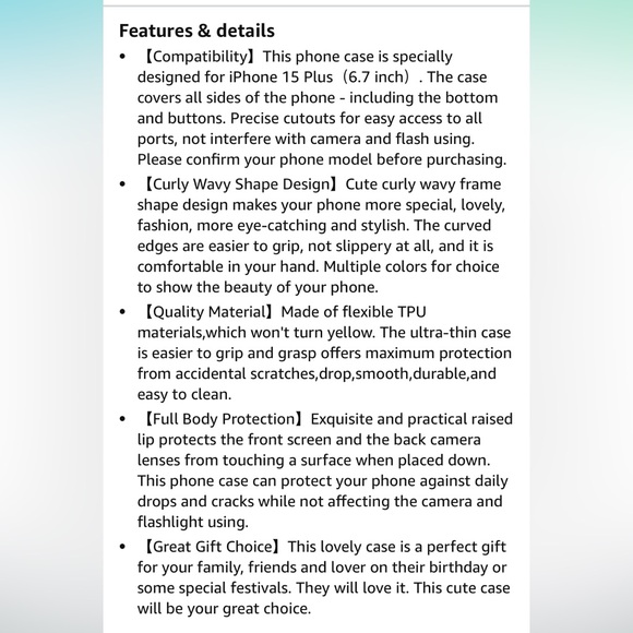 🎈Phone Case Compatible with iPhone 15 Plus, Curly Wavy Edge, NIP - Picture 7 of 7